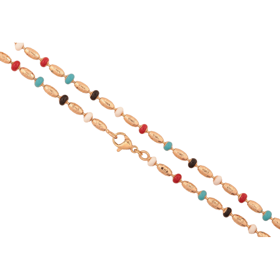 Ланцюжок Xuping колір Позолота 18K "Плетіння Перлина декоративна з кольоровою емаллю" довжина 45см х 3мм фото №1
