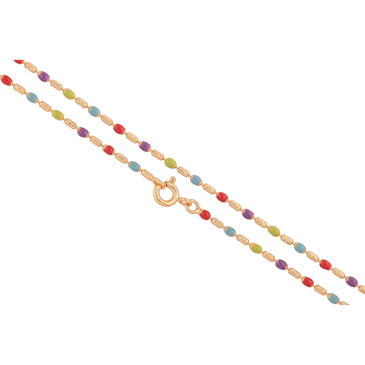 Ланцюжок Xuping колір Позолота 18K "Плетіння Перлина з різнобарвною емаллю" довжина 44см х 2мм фото №25 Ланцюжок Xuping колір Позолота 18K "Плетіння Перлина з різнобарвною емаллю" довжина 44см х 2мм фото №25