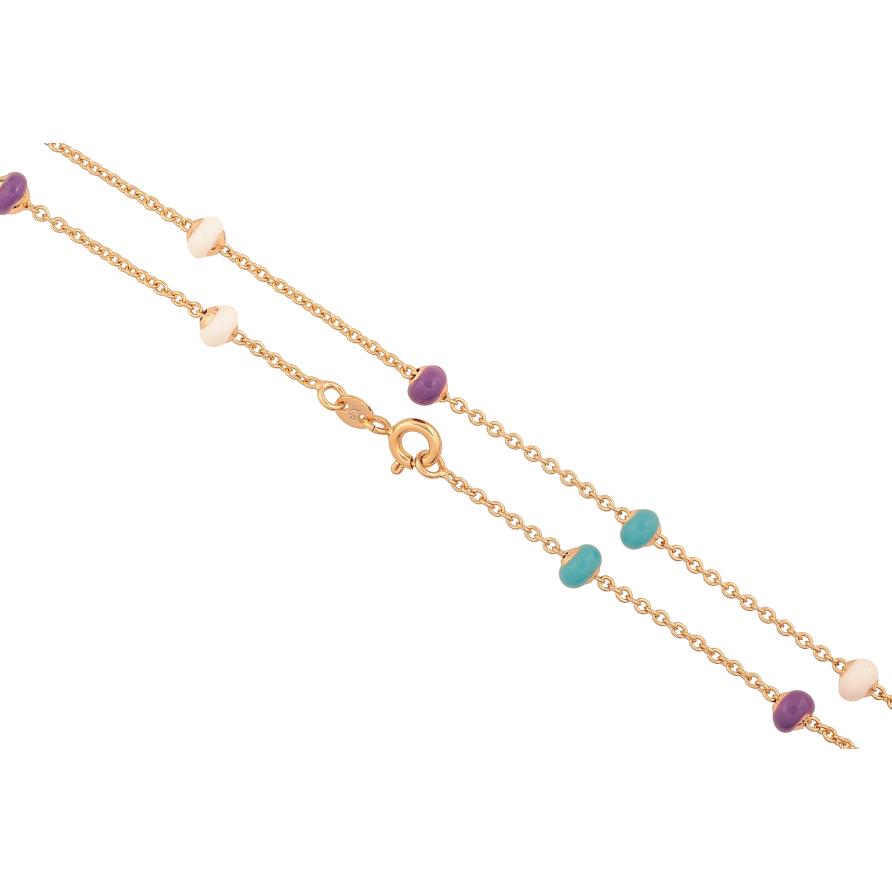 Ланцюжок Xuping колір Позолота 18K "Плетіння Якірне з намистинами кольорова емаль" довжина 44см х 2-5мм фото №1 Ланцюжок Xuping колір Позолота 18K "Плетіння Якірне з намистинами кольорова емаль" довжина 44см х 2-5мм фото №1