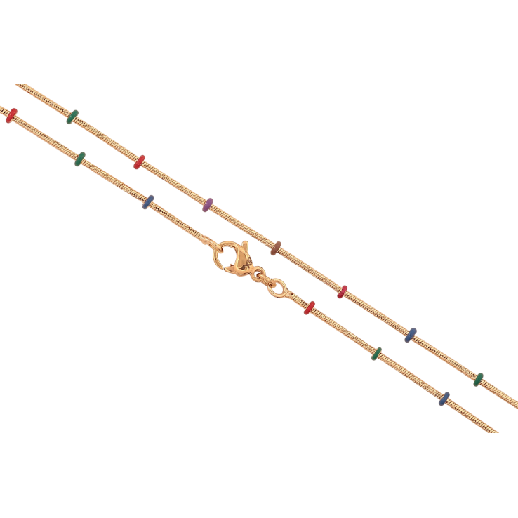 Цепочка Xuping цвет Позолота 18K "Плетение Ювелирный шнур с разноцветными бусинами" длинна 45см х 1-2мм фото №9