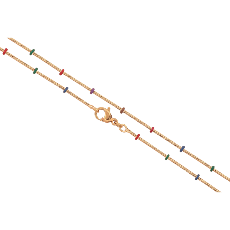 Ланцюжок Xuping колір Позолота 18K "Плетіння Ювелірний шнур з кольоровими намистинами" довжина 45см х 1-2мм фото №1