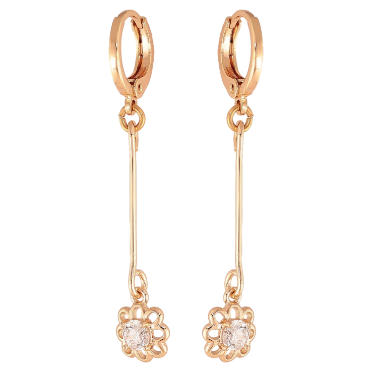 Серьги Xuping M&L цвет 18K подвески на колечках "Цветочки с кристаллами" фото №8 Серьги Xuping M&L цвет 18K подвески на колечках "Цветочки с кристаллами" фото №8