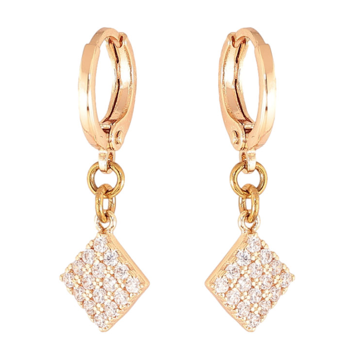 Серьги Xuping M&L цвет 18K подвески на колечках "Ромбы с кристаллами" фото №4 Серьги Xuping M&L цвет 18K подвески на колечках "Ромбы с кристаллами" фото №4