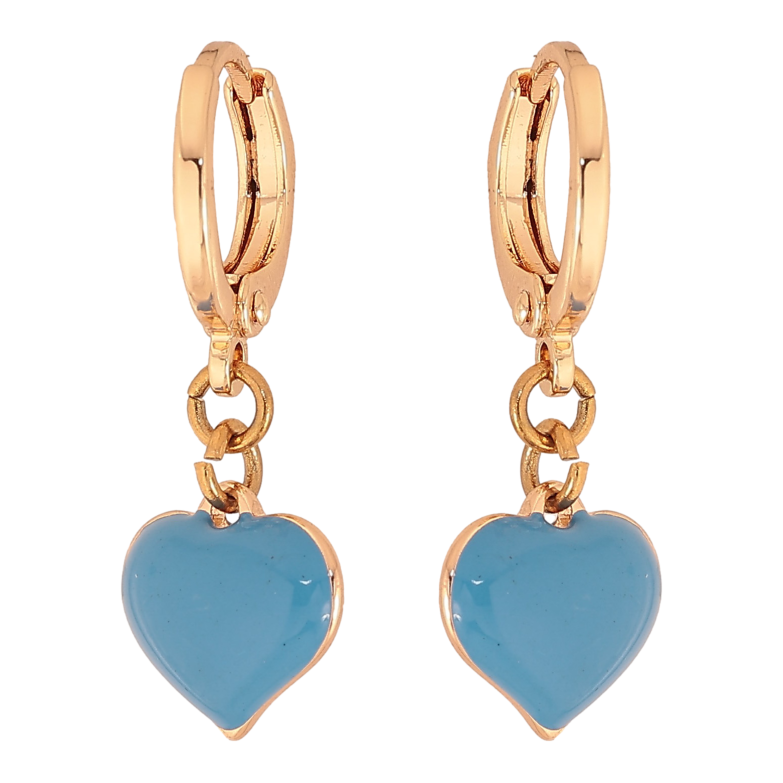 Сережки Xuping M&L колір 18K підвіски на колечках "Сердечки з блакитною емаллю" фото №3 Сережки Xuping M&L колір 18K підвіски на колечках "Сердечки з блакитною емаллю" фото №3
