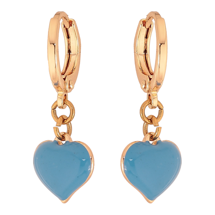 Серьги Xuping M&L цвет 18K подвески на колечках "Сердечки с голубой эмалью" фото №1 Серьги Xuping M&L цвет 18K подвески на колечках "Сердечки с голубой эмалью" фото №1