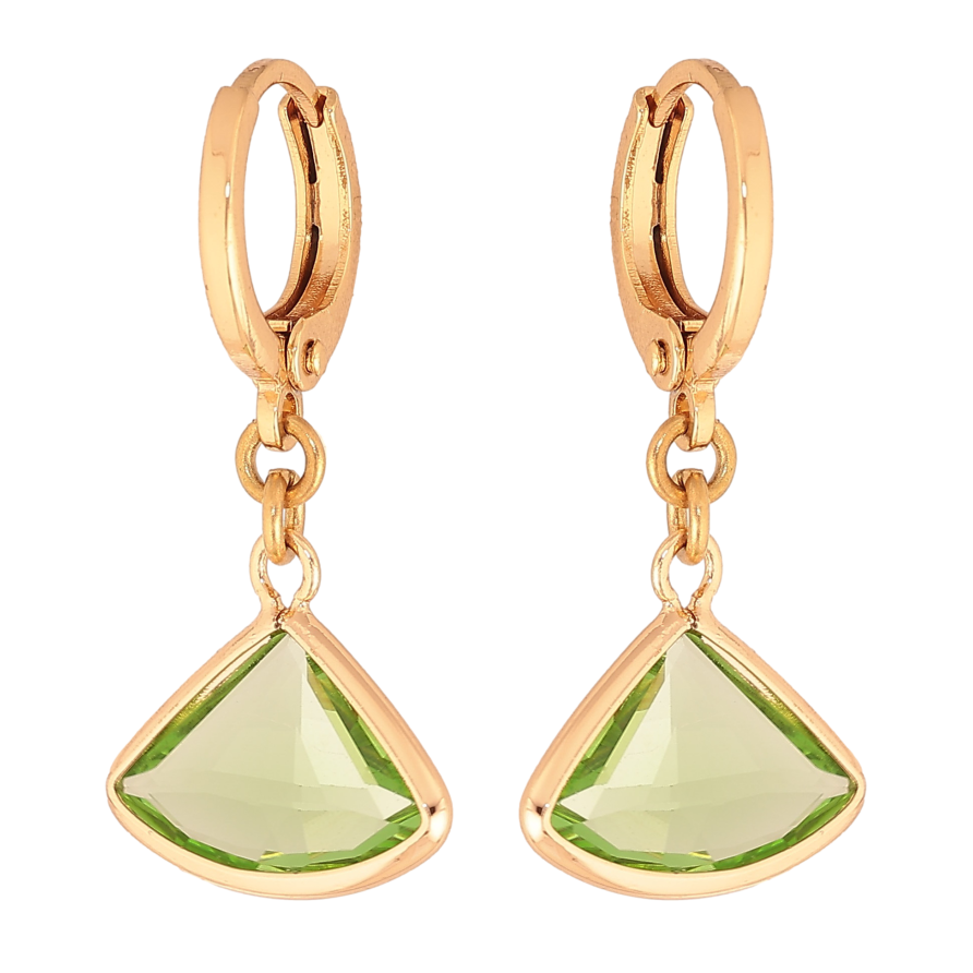 Серьги Xuping M&L цвет 18K подвески на колечках "Зеленые кристаллы" фото №1 Серьги Xuping M&L цвет 18K подвески на колечках "Зеленые кристаллы" фото №1