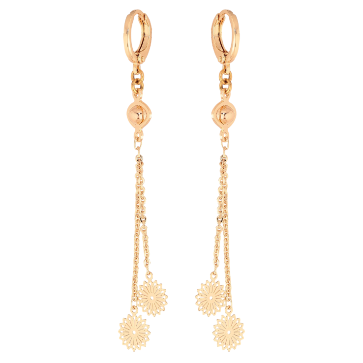 Серьги Xuping M&L цвет 18K подвески на колечках "Цветочные подвески" фото №10 Серьги Xuping M&L цвет 18K подвески на колечках "Цветочные подвески" фото №10