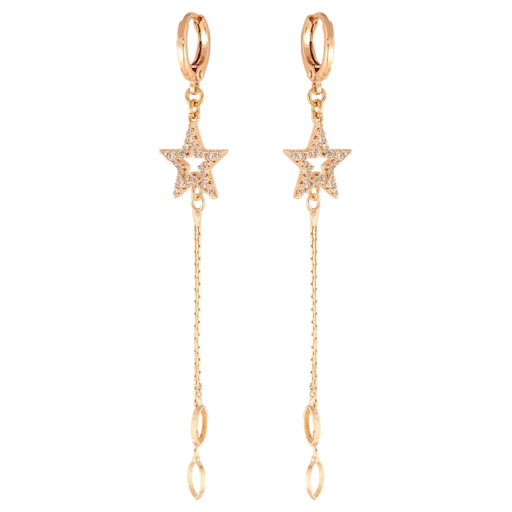 Серьги Xuping M&L цвет 18K подвески на колечках "Звезды с кристаллами" фото №14 Серьги Xuping M&L цвет 18K подвески на колечках "Звезды с кристаллами" фото №14