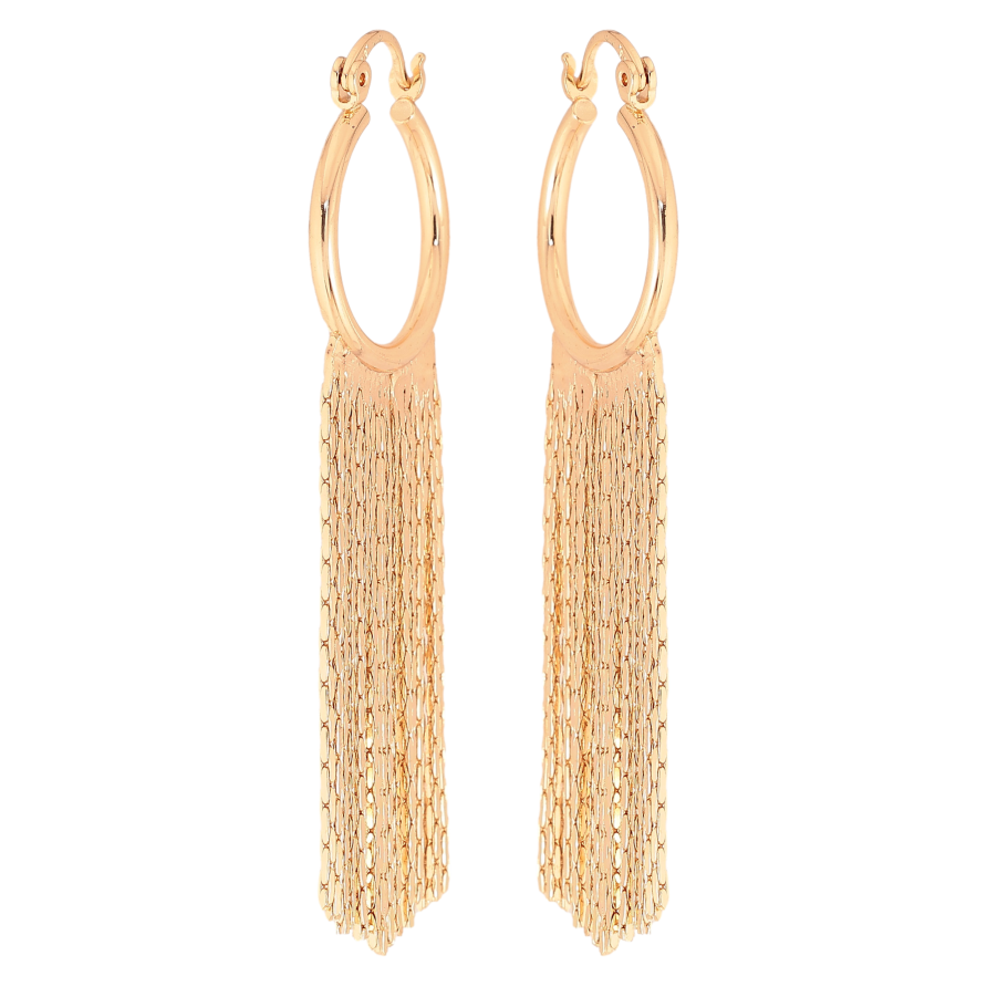 Серьги Xuping M&L цвет 18K замок-булавка "Кольца с подвесками цепочками" фото №1 Серьги Xuping M&L цвет 18K замок-булавка "Кольца с подвесками цепочками" фото №1
