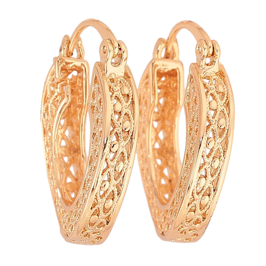 Серьги Xuping M&L цвет 18K замок-булавка "Декоративный узор" ø 2.2см фото №1