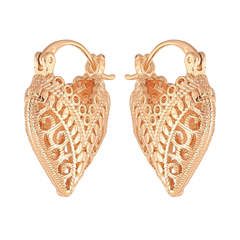 Серьги Xuping M&L цвет 18K замок-булавка "Декоративные сердечки" фото №1 Серьги Xuping M&L цвет 18K замок-булавка "Декоративные сердечки" фото №1