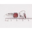 Серьги Xuping TTM Stainless Steel цвет Родий французский замок "Красные кристаллы" 9х9мм фото №2