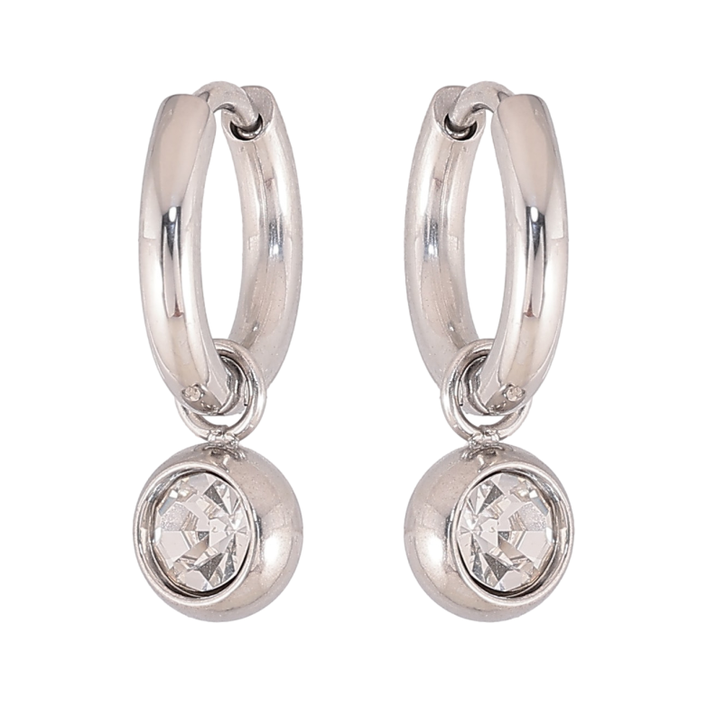 Сережки Xuping TTM Stainless Steel колір Родій підвіски на колечках "Кристали" ø 6мм, 2 в 1 фото №2 Сережки Xuping TTM Stainless Steel колір Родій підвіски на колечках "Кристали" ø 6мм, 2 в 1 фото №2