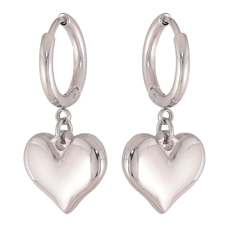 Серьги Xuping TTM Stainless Steel цвет Родий подвески на колечках "Сердечки" фото №18
