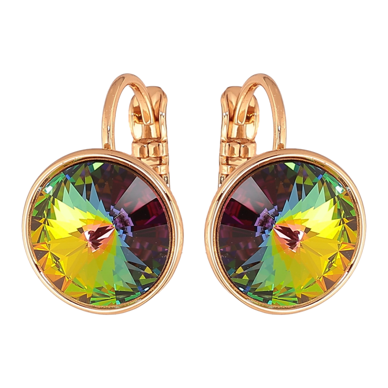 Серьги Xuping цвет 18К с кристаллами Swarovski французский замок "Кристаллы  Vitrail Medium" ø 12мм фото №2