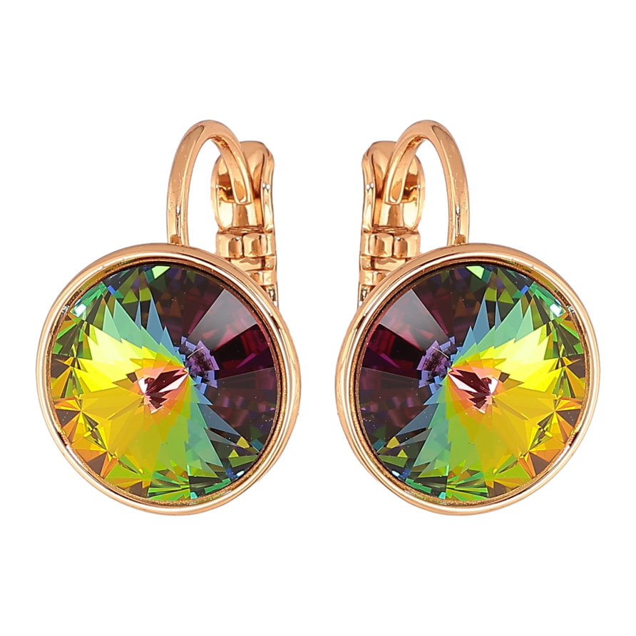 Серьги Xuping цвет 18К с кристаллами Swarovski французский замок "Кристаллы  Vitrail Medium" ø 12мм фото №1