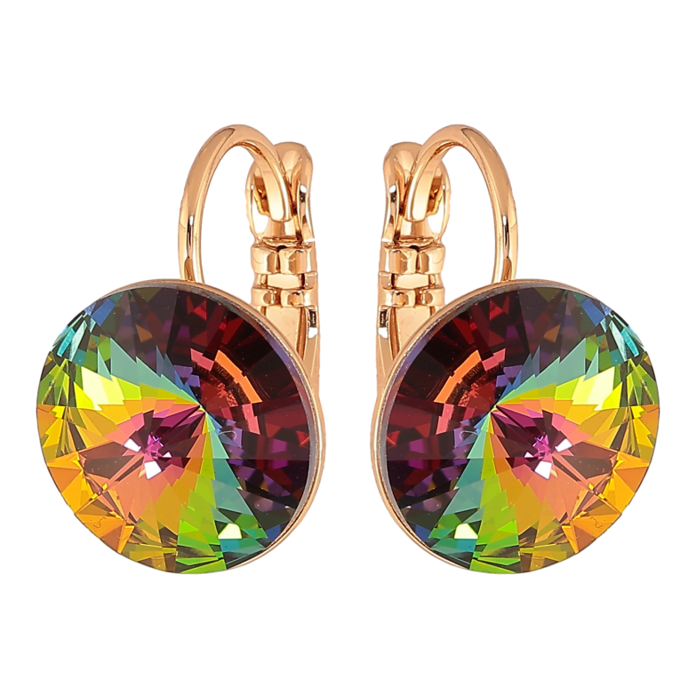 Серьги Xuping цвет 18К с кристаллами Swarovski французский замок "Кристаллы Vitrail Medium" ø 12мм фото №4 Серьги Xuping цвет 18К с кристаллами Swarovski французский замок "Кристаллы Vitrail Medium" ø 12мм фото №4