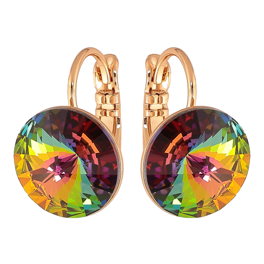 Серьги Xuping цвет 18К с кристаллами Swarovski французский замок "Кристаллы Vitrail Medium" ø 12мм фото №1 Серьги Xuping цвет 18К с кристаллами Swarovski французский замок "Кристаллы Vitrail Medium" ø 12мм фото №1