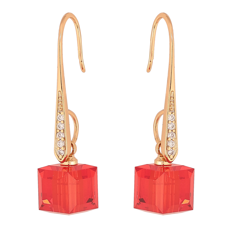 Сережки Xuping колір 18K з кристалами Swarovski французький замок "Кристали Siam" фото №2 Сережки Xuping колір 18K з кристалами Swarovski французький замок "Кристали Siam" фото №2