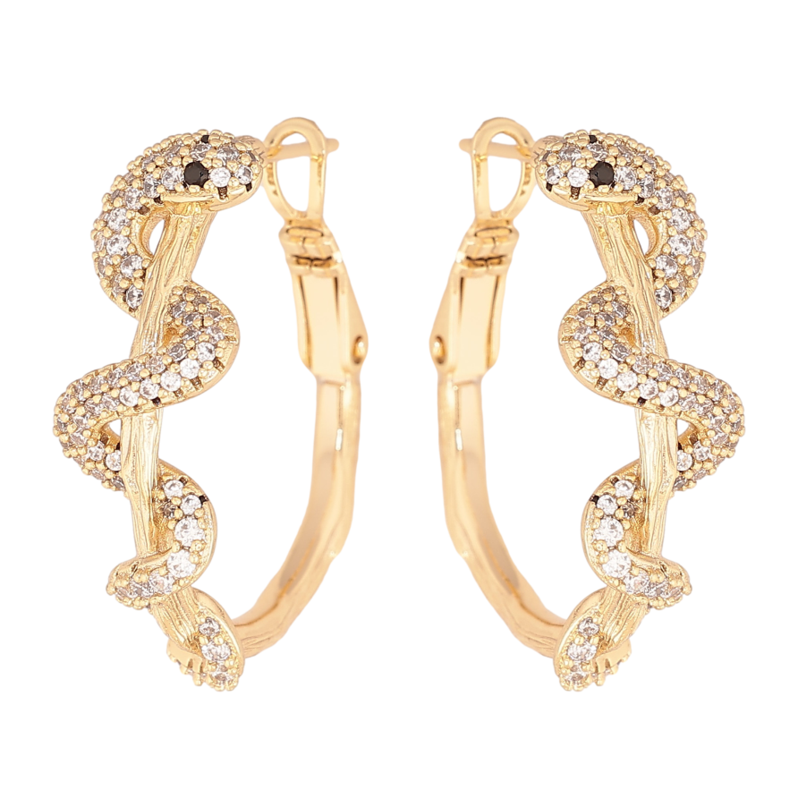 Серьги Xuping цвет Позолота 14K итальянский замок "Кольца со змеями" ø 2.5см фото №1 Серьги Xuping цвет Позолота 14K итальянский замок "Кольца со змеями" ø 2.5см фото №1