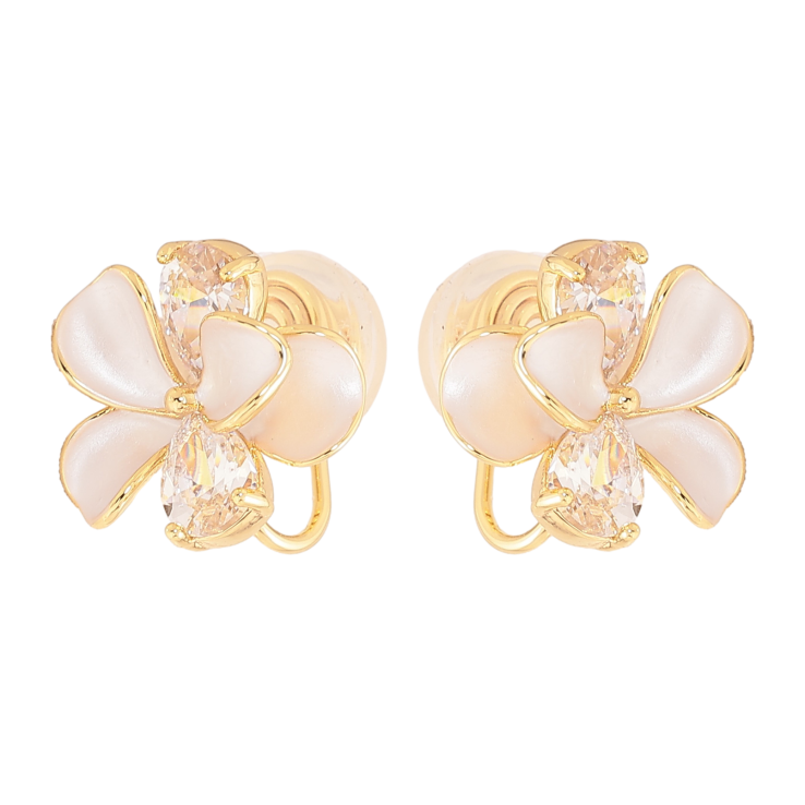 Серьги Xuping цвет Позолота 14K клипсы "Цветочки с эмалью" фото №4 Серьги Xuping цвет Позолота 14K клипсы "Цветочки с эмалью" фото №4