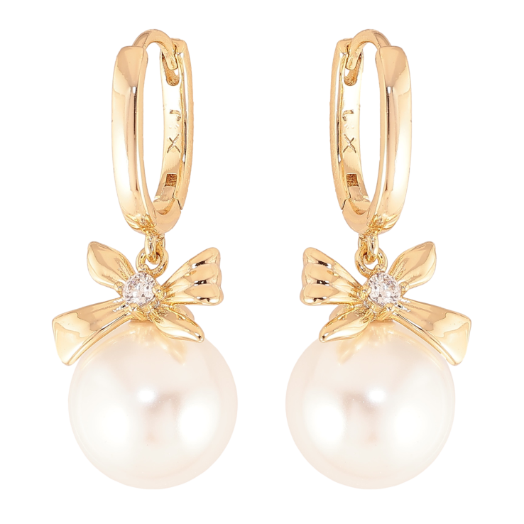 Серьги Xuping цвет Позолота 14K подвески на колечках "Жемчужины с бантами" фото №12 Серьги Xuping цвет Позолота 14K подвески на колечках "Жемчужины с бантами" фото №12