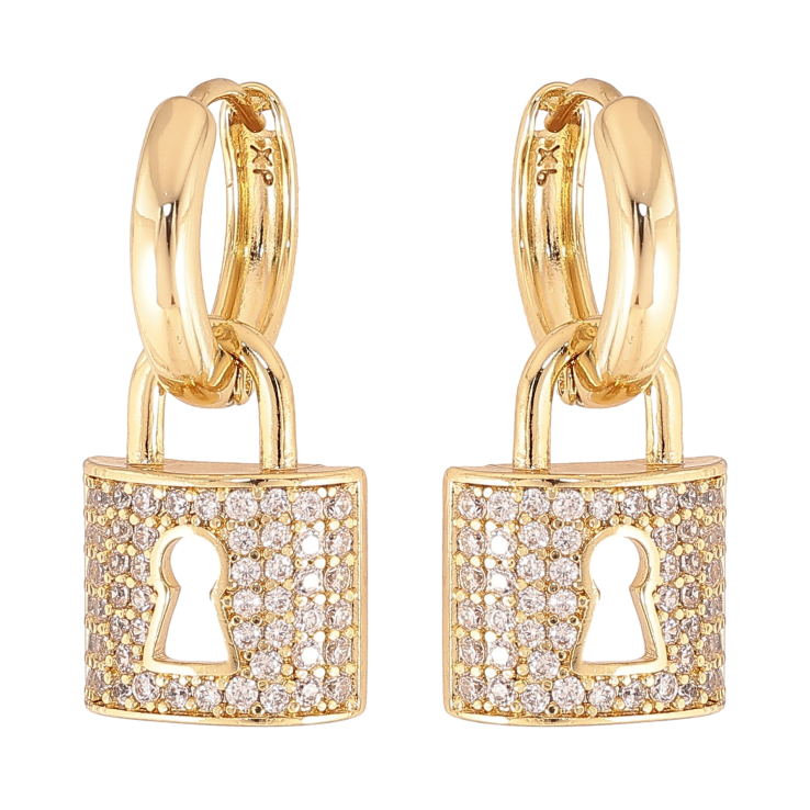 Серьги Xuping цвет Позолота 14K подвески на колечках "Замочки с инкрустацией кристаллами" 2 в 1 фото №18 Серьги Xuping цвет Позолота 14K подвески на колечках "Замочки с инкрустацией кристаллами" 2 в 1 фото №18