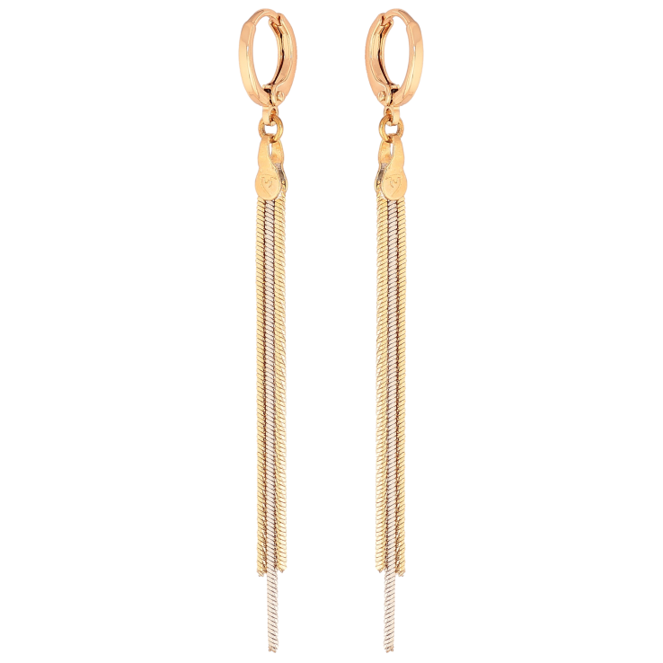 Серьги Xuping цвет Позолота 18K + Родий подвески на колечках "Подвески из цепочек" фото №19 Серьги Xuping цвет Позолота 18K + Родий подвески на колечках "Подвески из цепочек" фото №19