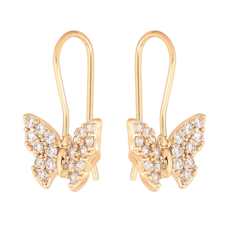 Серьги Xuping цвет Позолота 18K французский замок "Бабочки" фото №6