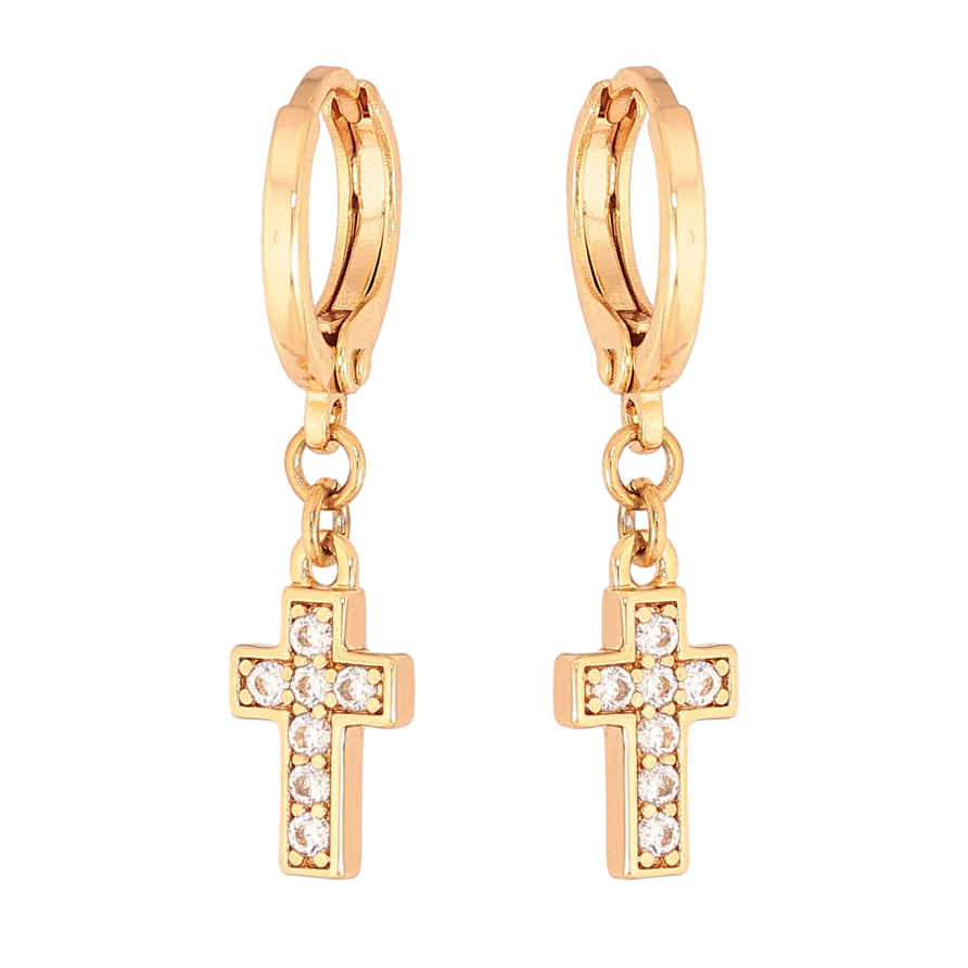 Сережки Xuping колір Позолота 18K підвіски на колечках "Хрестики" фото №1 Сережки Xuping колір Позолота 18K підвіски на колечках "Хрестики" фото №1