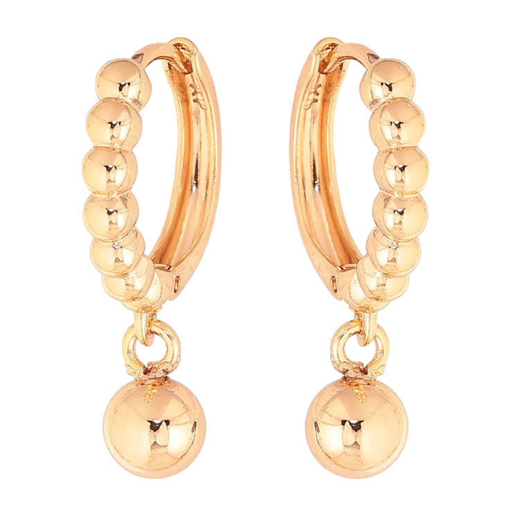 Серьги Xuping цвет Позолота 18K подвески на колечках "Шарики" фото №5