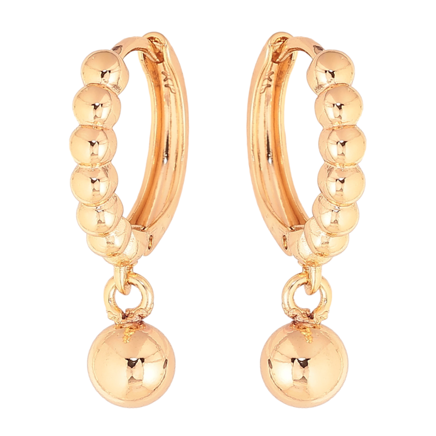 Серьги Xuping цвет Позолота 18K подвески на колечках "Шарики" фото №1