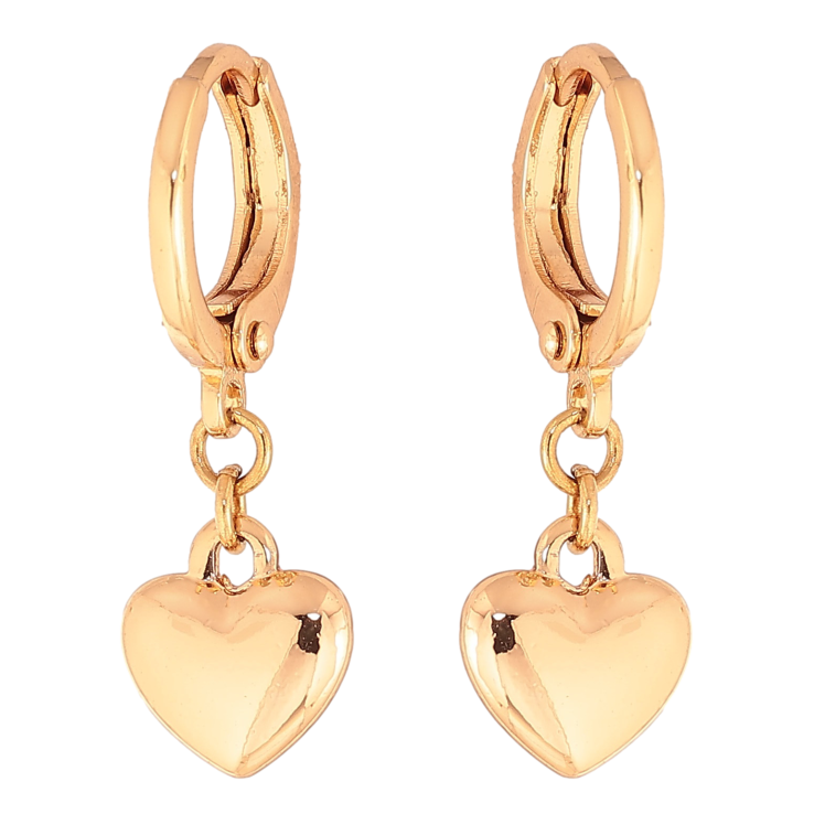 Серьги Xuping цвет Позолота 18K подвески на колечках "Сердечки" фото №15