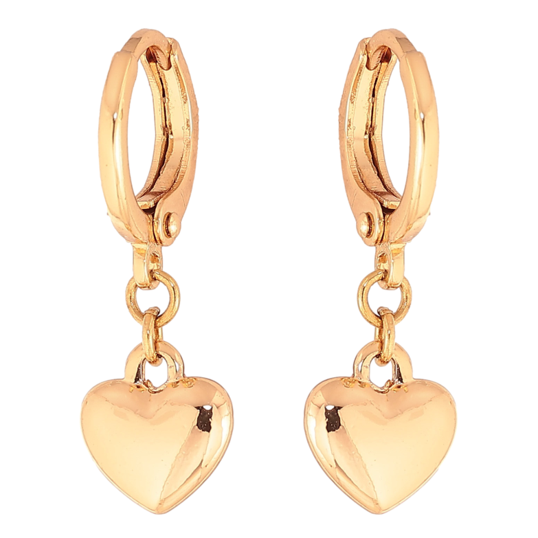 Сережки Xuping колір Позолота 18K підвіски на колечках "Сердечка" фото №4
