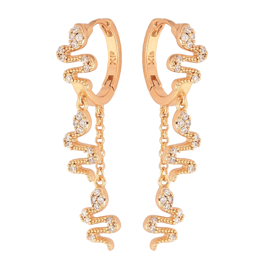 Серьги Xuping цвет Позолота 18K подвески на колечках "Змейки" фото №1 Серьги Xuping цвет Позолота 18K подвески на колечках "Змейки" фото №1