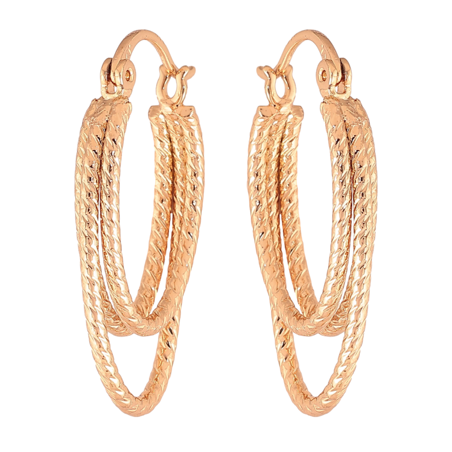 Сережки Xuping колір Позолота 18K замок-шпилька "Декоративний візерунок" фото №1 Сережки Xuping колір Позолота 18K замок-шпилька "Декоративний візерунок" фото №1