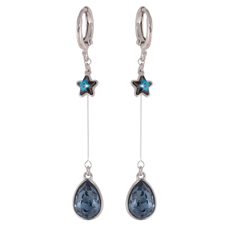 Серьги Xuping цвет Родий с кристаллами Swarovski подвески на колечках "Кристаллы Montana" фото №5 Серьги Xuping цвет Родий с кристаллами Swarovski подвески на колечках "Кристаллы Montana" фото №5