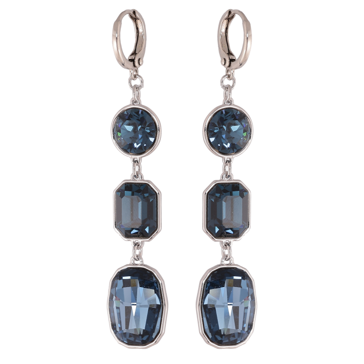Серьги Xuping цвет Родий с кристаллами Swarovski подвески на колечках "Кристаллы Montana" фото №3 Серьги Xuping цвет Родий с кристаллами Swarovski подвески на колечках "Кристаллы Montana" фото №3