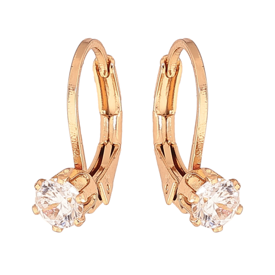 Серьги Xuping цвет позолота 18K французский замок кристаллы на дужках ø 4мм фото №1 Серьги Xuping цвет позолота 18K французский замок кристаллы на дужках ø 4мм фото №1