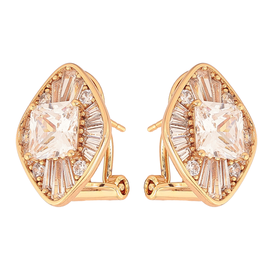 Серьги Xuping цвет позолота 18K итальянский замок инкрустация кристаллами фото №1 Серьги Xuping цвет позолота 18K итальянский замок инкрустация кристаллами фото №1