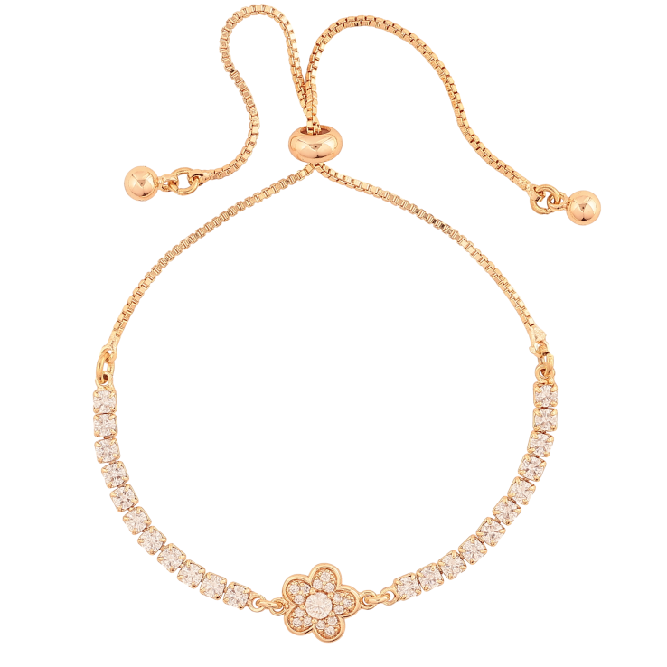 Браслет Xuping M&L цвет 18K "Дорожка кристаллов с цветочком" на бегунке 8-23см х 1-9мм фото №21