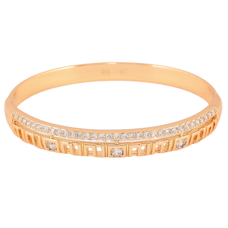 Браслет Xuping цвет Позолота 18K "Декоративный орнамент с вырезами и дорожкой кристаллов" ø 6см фото №7