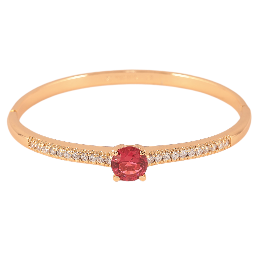 Браслет Xuping Позолота 18K "Инкрустация цирконий и вставка малиновый кристалл" ø 6см фото №1 Браслет Xuping Позолота 18K "Инкрустация цирконий и вставка малиновый кристалл" ø 6см фото №1
