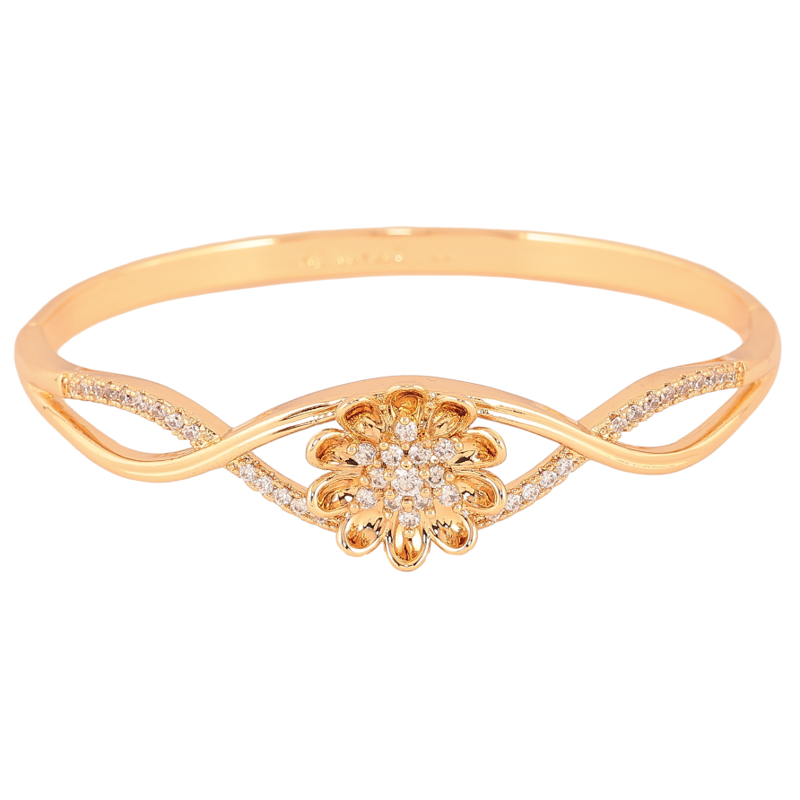 Браслет Xuping цвет Позолота 18K "Сплетение линий с цветком" ø 6см фото №1 Браслет Xuping цвет Позолота 18K "Сплетение линий с цветком" ø 6см фото №1