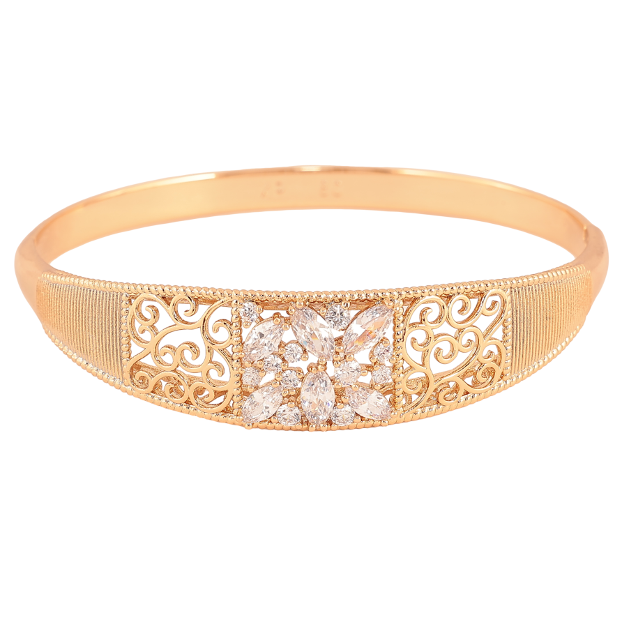 Браслет Xuping цвет Позолота 18K "Вензельный резной орнамент с вставкой из кристаллов" ø 6см фото №1 Браслет Xuping цвет Позолота 18K "Вензельный резной орнамент с вставкой из кристаллов" ø 6см фото №1
