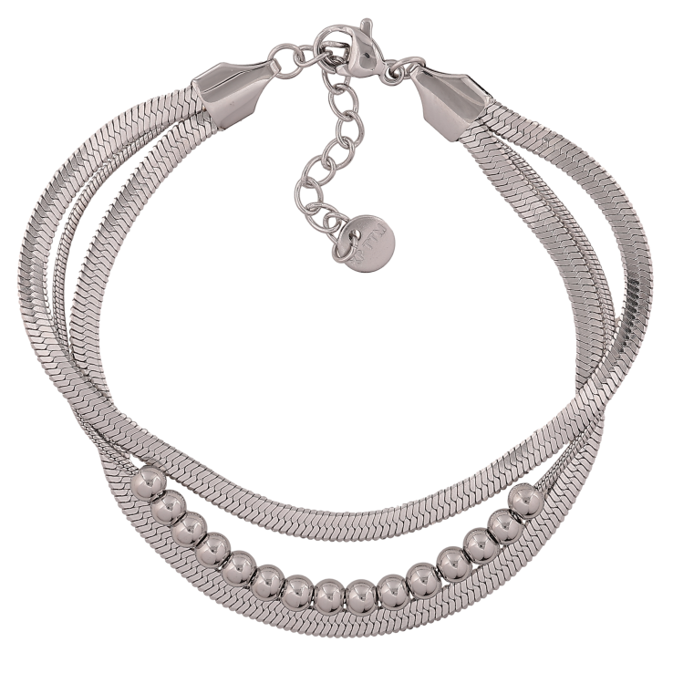 Браслет Xuping ТТМ Stainless Steel цвет Родий "Тройная цепочка с бусинами" длина с доп. цепочкой 17.5-20.5см х 8мм фото №20 Браслет Xuping ТТМ Stainless Steel цвет Родий "Тройная цепочка с бусинами" длина с доп. цепочкой 17.5-20.5см х 8мм фото №20