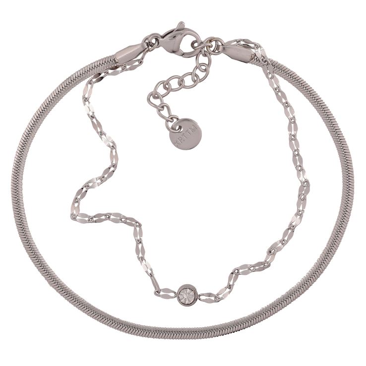 Браслет Xuping ТТМ Stainless Steel цвет Родий "Двойная цепочка с кристаллом" длина с доп. цепочкой 17.5-20.5см х 4.5мм фото №24 Браслет Xuping ТТМ Stainless Steel цвет Родий "Двойная цепочка с кристаллом" длина с доп. цепочкой 17.5-20.5см х 4.5мм фото №24