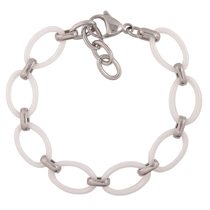 Браслет Xuping ТТМ Stainless Steel цвет Родий "Звенья из белой керамики" длина с доп. цепочкой 16-19см х 2-11мм фото №14 Браслет Xuping ТТМ Stainless Steel цвет Родий "Звенья из белой керамики" длина с доп. цепочкой 16-19см х 2-11мм фото №14