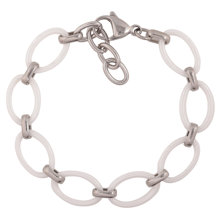 Браслет Xuping ТТМ Stainless Steel цвет Родий "Звенья из белой керамики" длина с доп. цепочкой 16-19см х 2-11мм фото №7