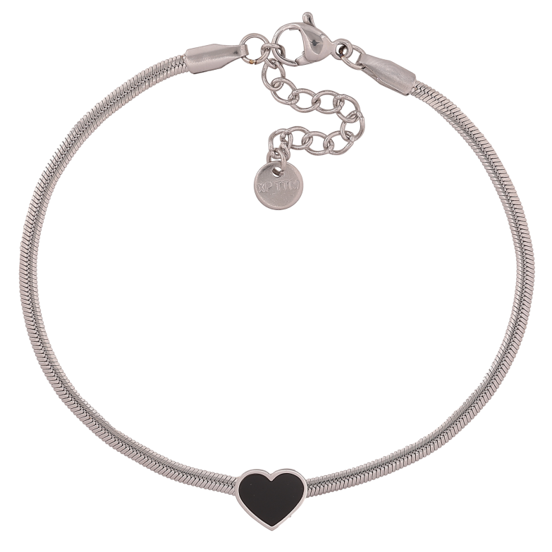 Браслет Xuping ТТМ Stainless Steel колір Родій "Ланцюжок із серцем" довжина з дод. ланцюжком 18-21.5см х 2-8мм фото №3 Браслет Xuping ТТМ Stainless Steel колір Родій "Ланцюжок із серцем" довжина з дод. ланцюжком 18-21.5см х 2-8мм фото №3